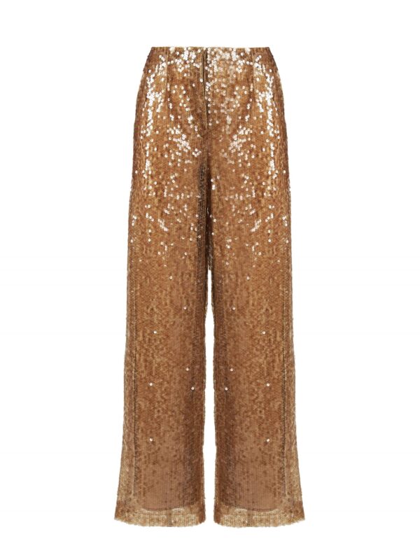 Pantalone Palazzo in Paillettes Bronzo